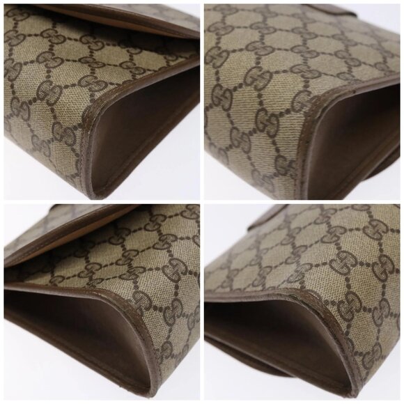 GUCCI GG Supreme Web Sherry Line Clutch Bag PVC Beige Gold 89 01 030 Auth 141030 - Picture 14 of 16